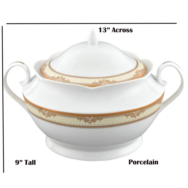 Lorren Home Trends Porcelain Souptureen w/Lid Isabella Bed Bath