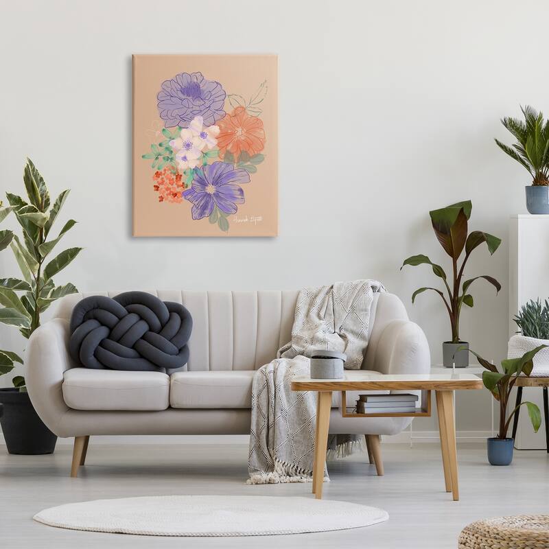Stupell Purple & Orange Flowers Canvas Wall Art Design by Hannah Byatt