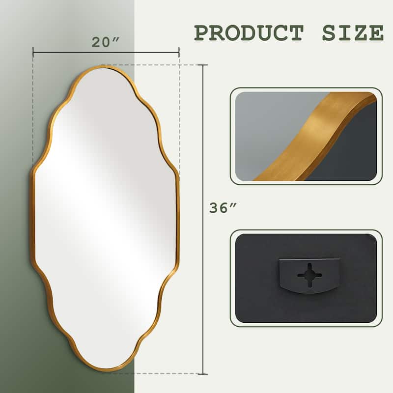 Scalloped Aluminum Alloy Framed Irregular Wall Mirror