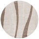 preview thumbnail 28 of 33, SAFAVIEH Florida Shag Assa Stripe 1.2-inch Thick Rug 5' Round - Cream/Dark Brown - Round