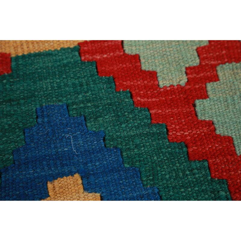 Hand Woven Oriental 100% Wool Carpet Southwestern All-Over Multi-Colored Kilim Area Rug - 7' 11'' X 5' 6''