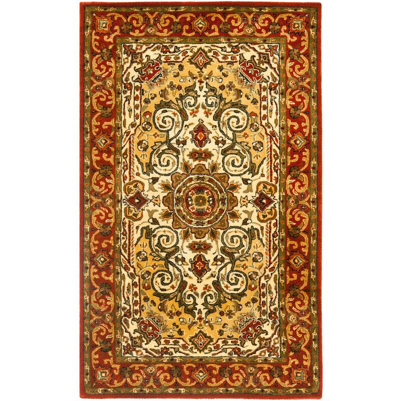 SAFAVIEH Handmade Persian Legend Vergilia Traditional Oriental Wool Rug - 3' x 5' - Ivory/Rust