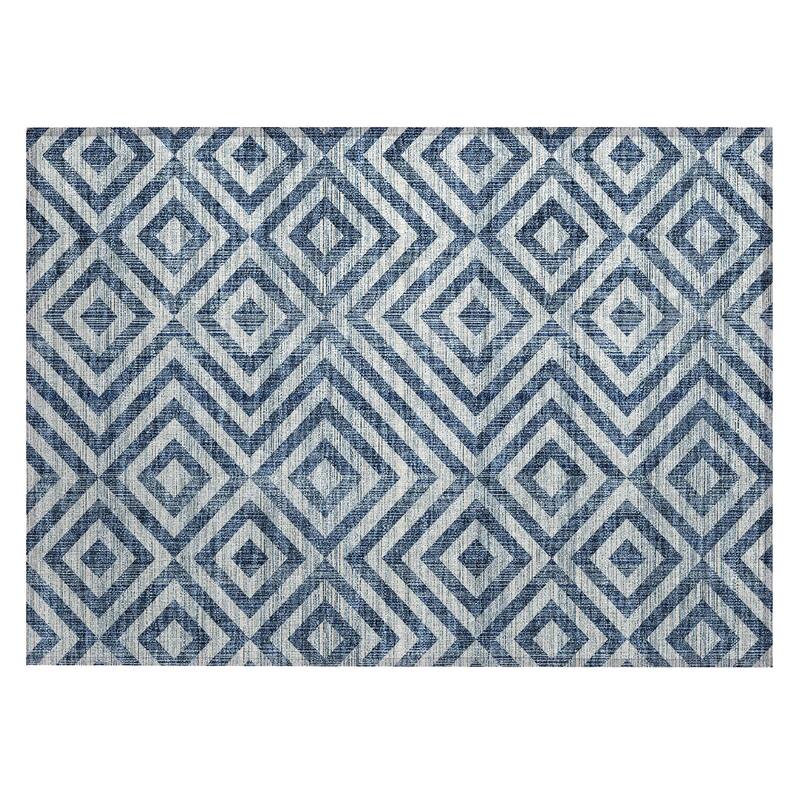 Machine Washable Indoor/ Outdoor Chantille Diamond Geo Rug