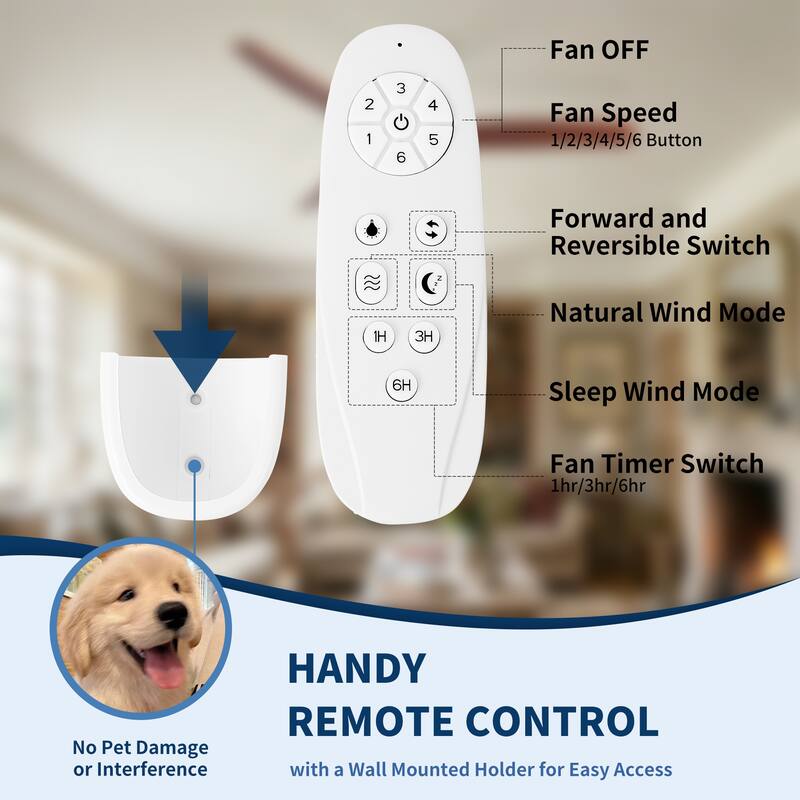 52"Mordern Rustic Elegance Solid Wood Blades Low Profile Flush Mount Ceiling Fan without Light