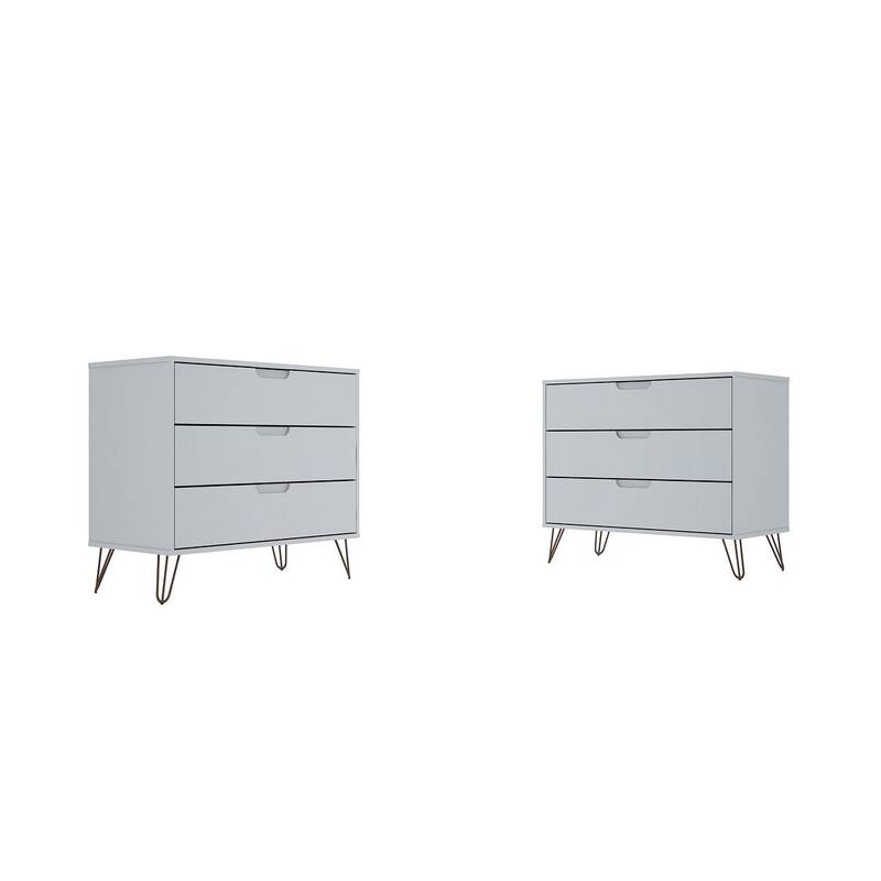 Manhattan Comfort Rockefeller 3-Drawer Dresser (Set of 2) - White
