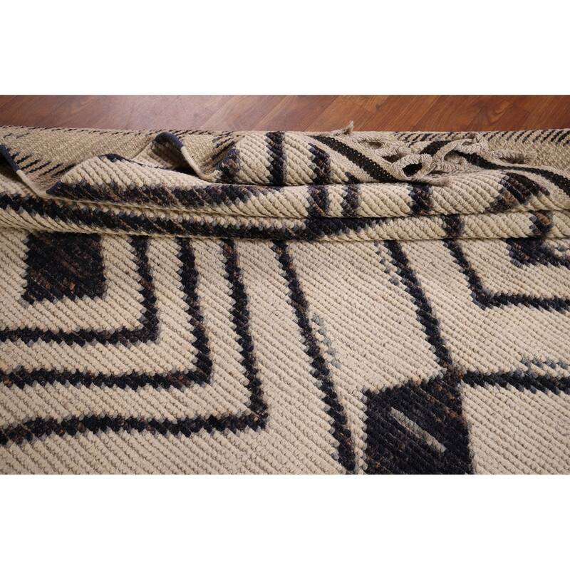 Geometric Moroccan / Modern Area Rug Handmade Wool Carpet - 7'10"x 10'9"
