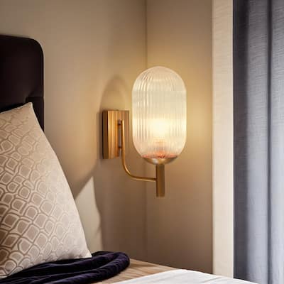 1 Light Globe Shade Shape Wall Lamp - Bronze and Clear