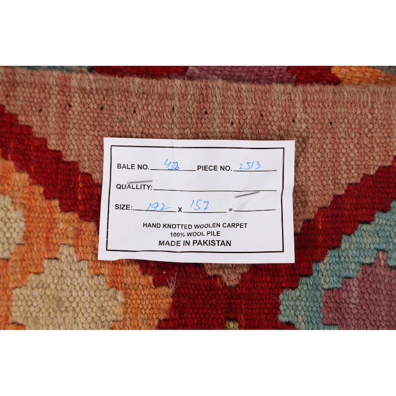 Geometric Kilim Oriental Home Decor Area Rug Wool Hand-woven - 5'2" x 6'4"