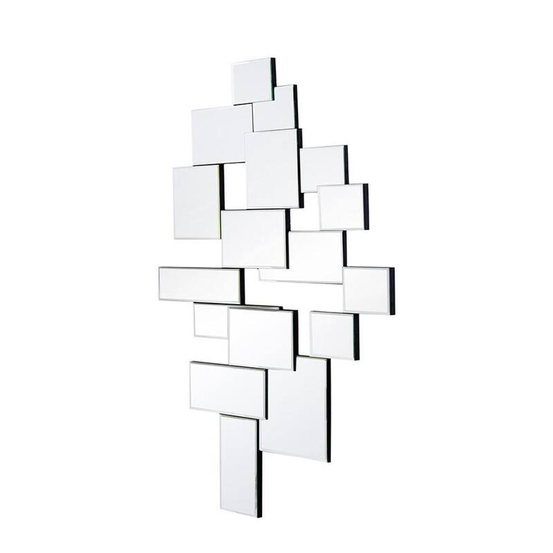 HomeRoots 30" Clear Abstract Glass Contemporary Panels Unframed Accent Mirror - 39.4' X '29.5' X '0.7