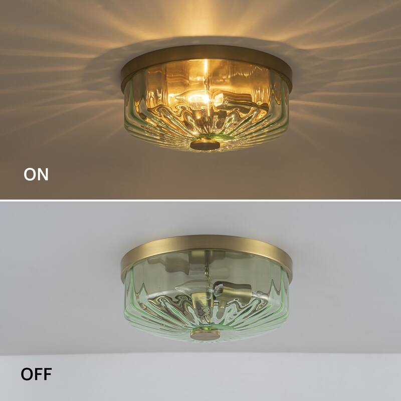 Starsky 2-Light Textured Glass Drum Flush Mount