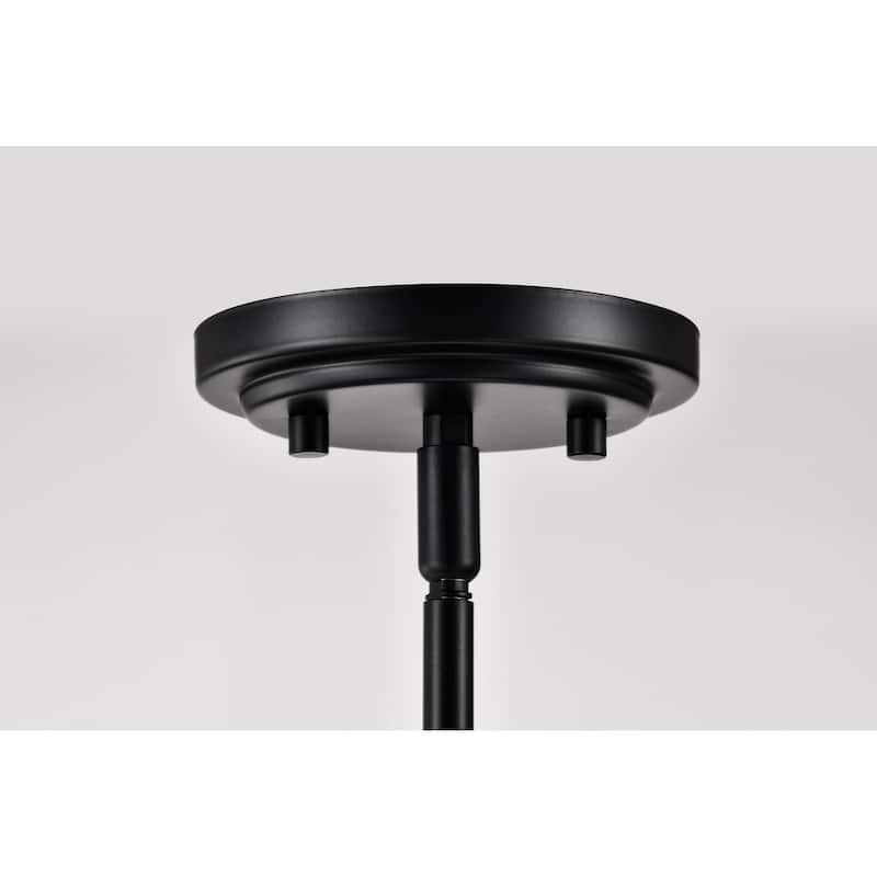 Russel 6 Light Chandelier Matte Black with Satin White Glass