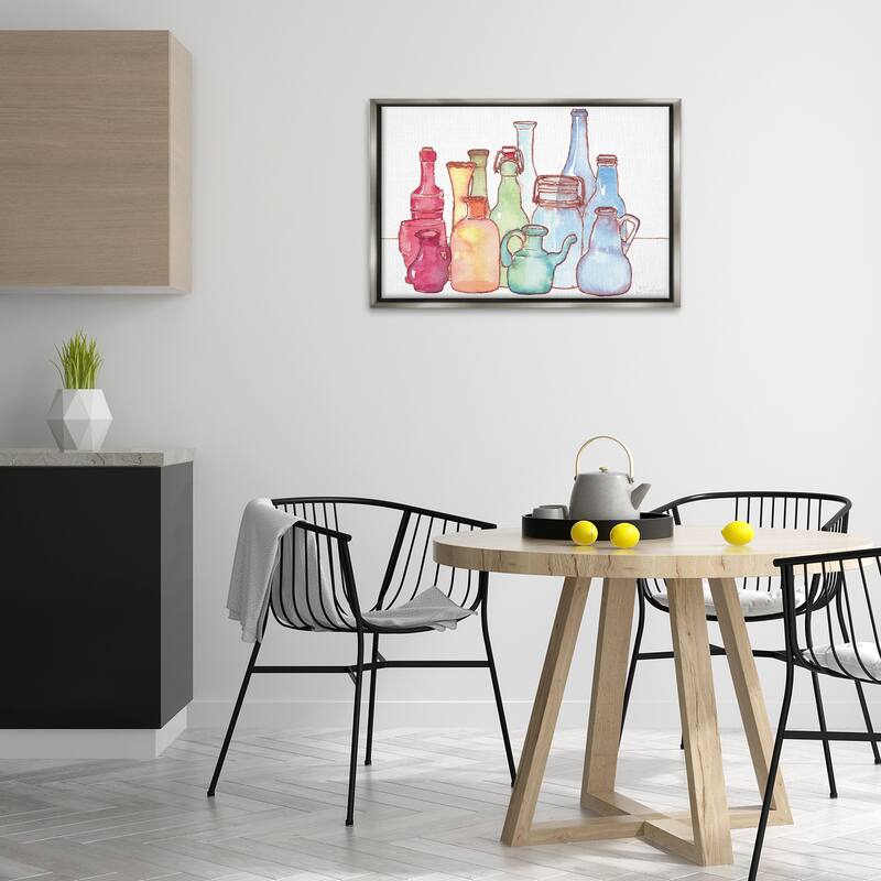 Stupell Colorful Vases Collection Framed Floater Canvas Wall Art Design By Stephanie Fielden