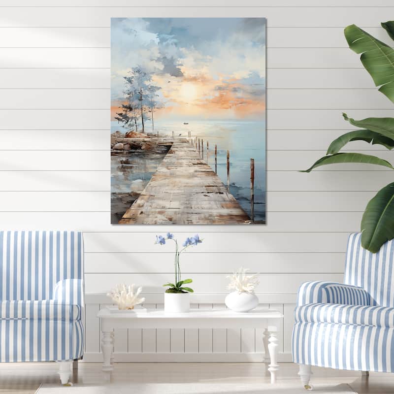 Designart "Pier And Dock Seaside III" Coastal Pier Wall Decor