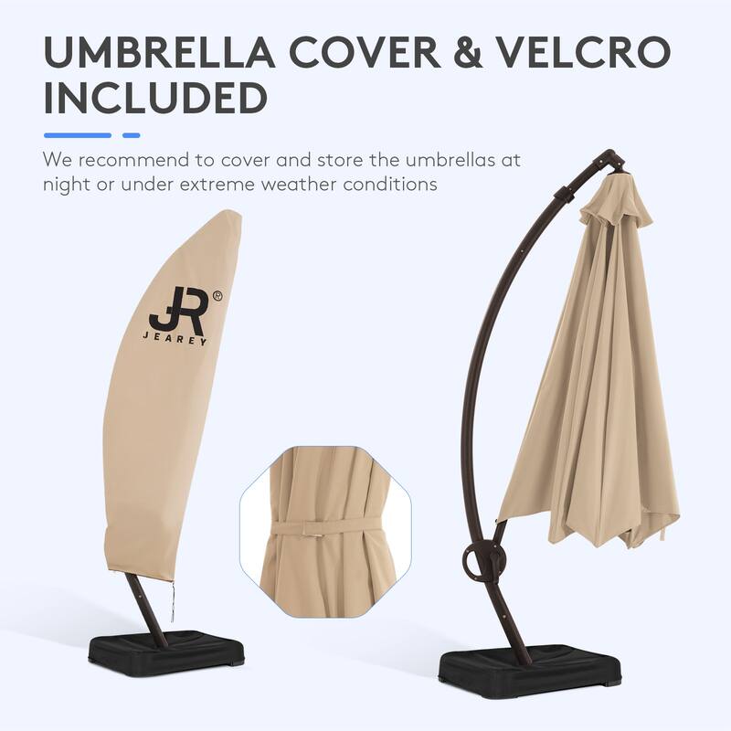 10 ft.Aluminum Curvy Cantilever Offset Hanging Patio Umbrella With Sandbag Base