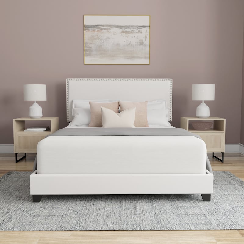 Gayle Nailhead Trim Faux Leather Upholstered Bed, by Hillsdale