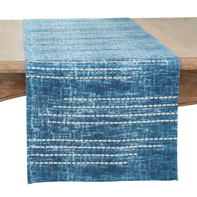 Dash Line Table Runner with Foil Print - 16"x72" - Silver