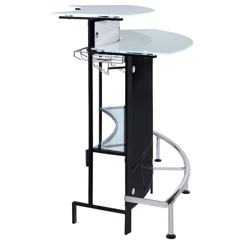 Keystone Black Curved Glass Top Home Bar Wine Cabinet