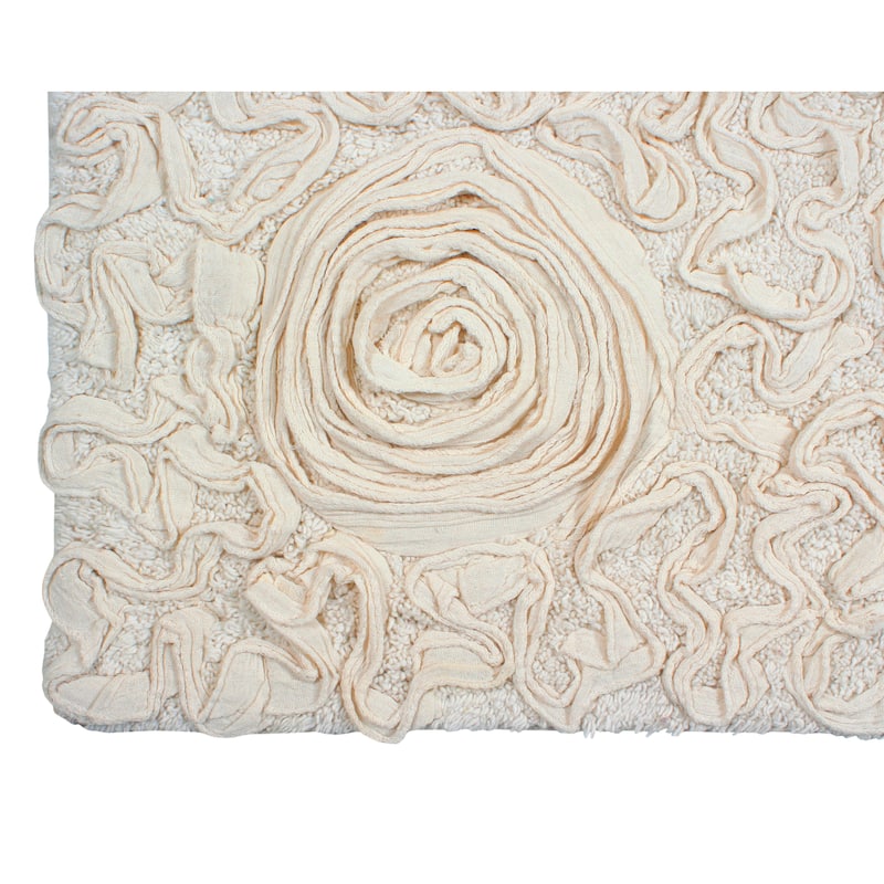 Bell Flower Collection 100% Cotton Non-Slip Bathroom Rug Set, Machine Washable Bath Rug, 5 Piece Bath Mat Set with Runner