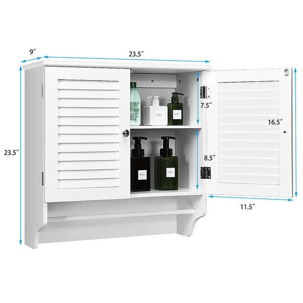 Shop Bathroom Wall Cabinet With Towel Bar And Shelf Storage Rack Overstock 30099727