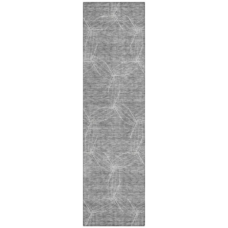 Machine Washable Indoor/ Outdoor Abstract Contemporary Chantille Rug