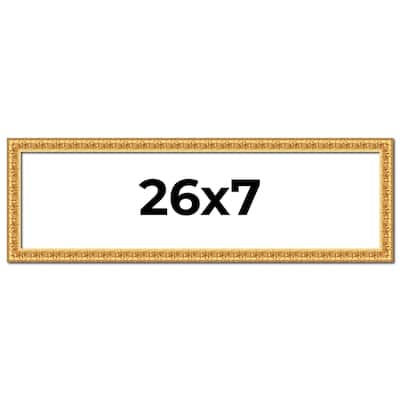 26x7 Frame Gold Real Wood Picture Frame Width 1 inches | Interior