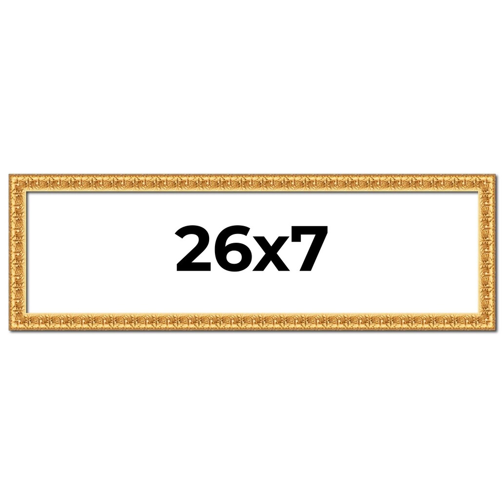 26x7 Frame Gold Real Wood Picture Frame Width 1 inches | Interior