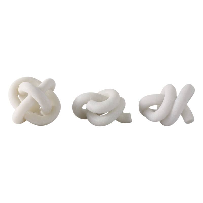 Polyresin Decorative Knot Figurine Home Decor (Set of 3) - 3/4" White - 4.5" x 4" x 3.75"