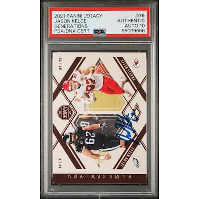 Jason Kelce 2021 Panini Legacy Signed Football Card #G6 Auto Graded PSA 10 09668 - 8'6" x 11'6"