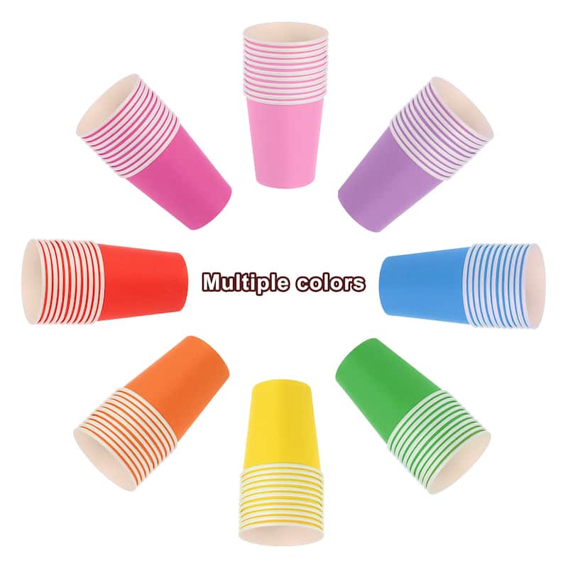 Colorful Disposable Paper Cups, 50 PCS 9 OZ DIY Paper Cups for Parties