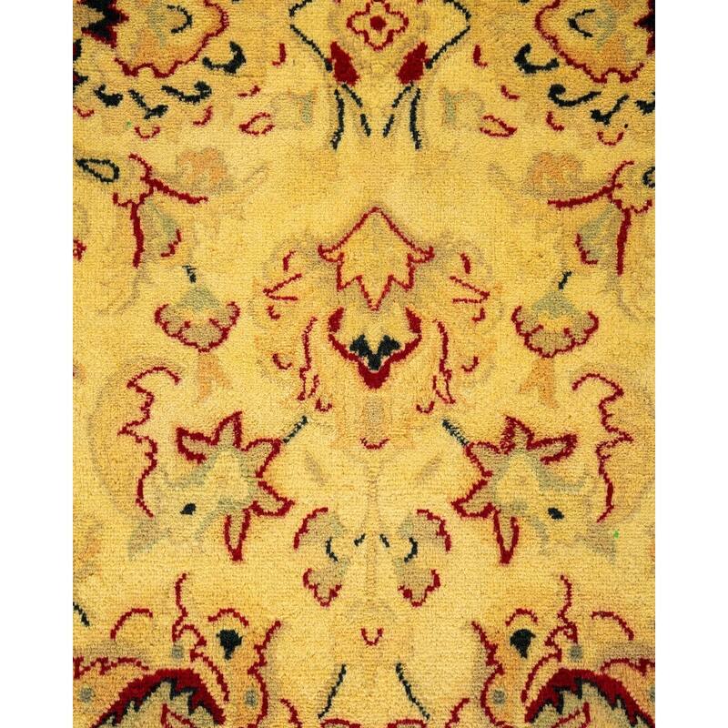 Overton Hand Knotted Wool Vintage Inspired Modern Contemporary Overdyed Yellow Runner Rug - 2' 7" x 10' 1"