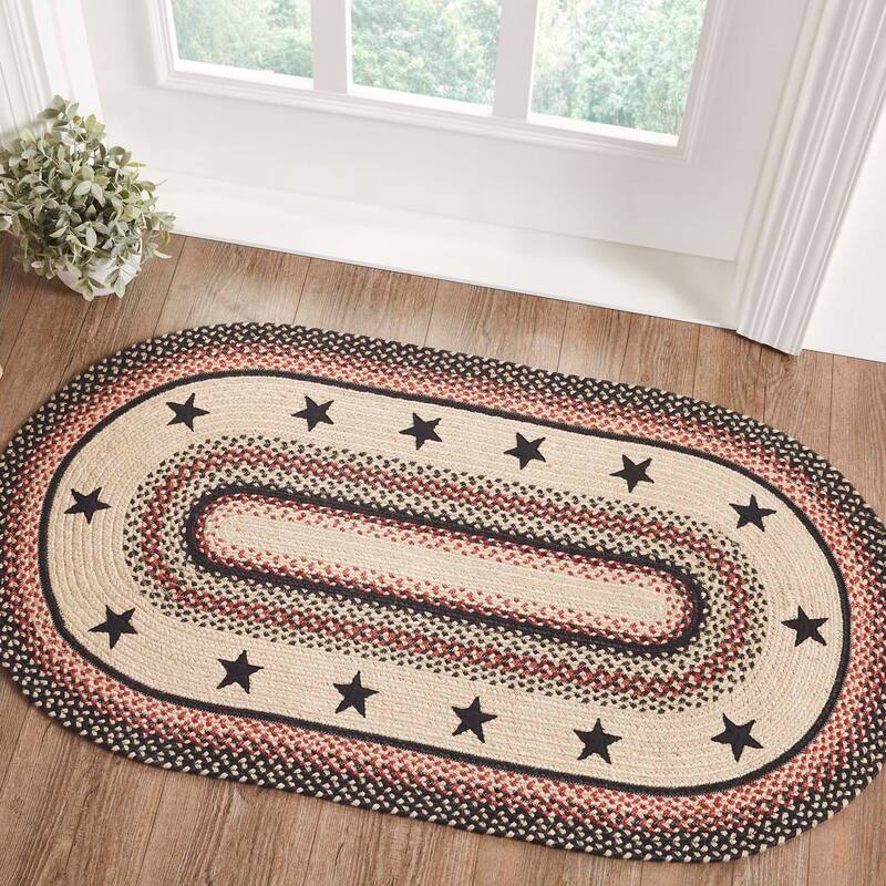 Colonial Star Jute Rug Oval w/ Pad 27x48 - 27" x 48" Oval - 27" x 48" Oval - Tan