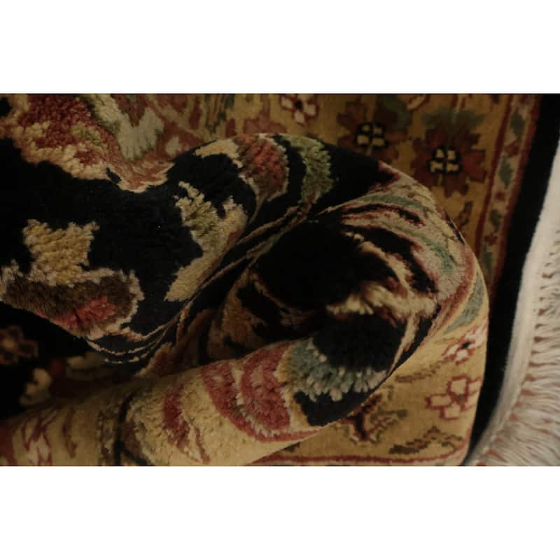Hand Knotted Oriental 100% Wool Carpet Traditional All-Over Black Peshawar Runner Rug - 12' 1'' X 3' 3''