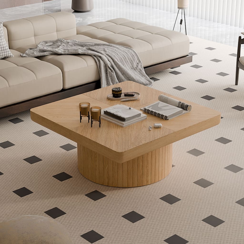 34.6'' Square Coffee Table Center Table for Living Room, Side Table Sofa Table Accent Table End Table