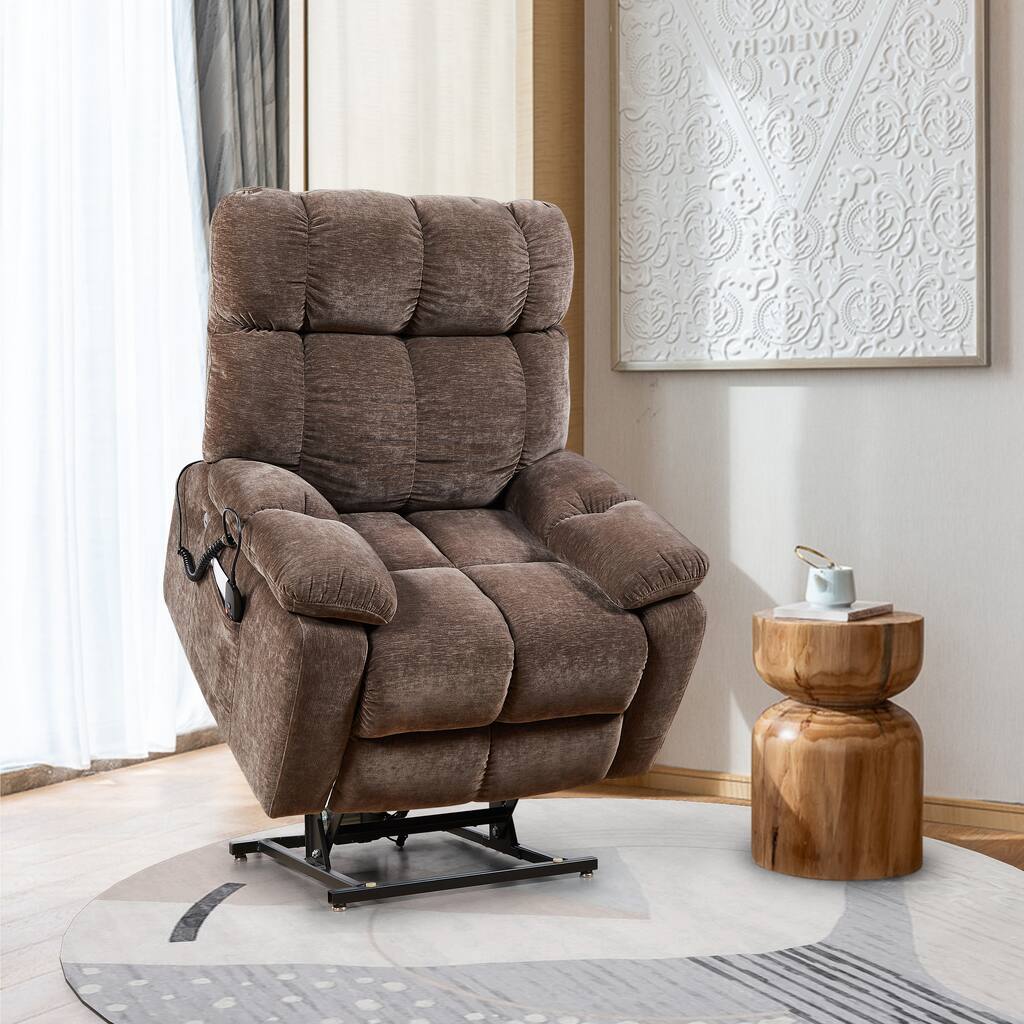 Liyasi Electric Power Lift Recliner Chair with 2 Motors Massage and Heat for Elderly, 3 Positions, 2 Side Pockets, USB Charge P