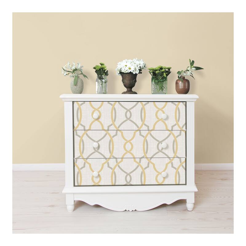 NuWallpaper Sausalito Taupe/Yellow Peel & Stick Wallpaper - 216in x 20.5in x 0.025in