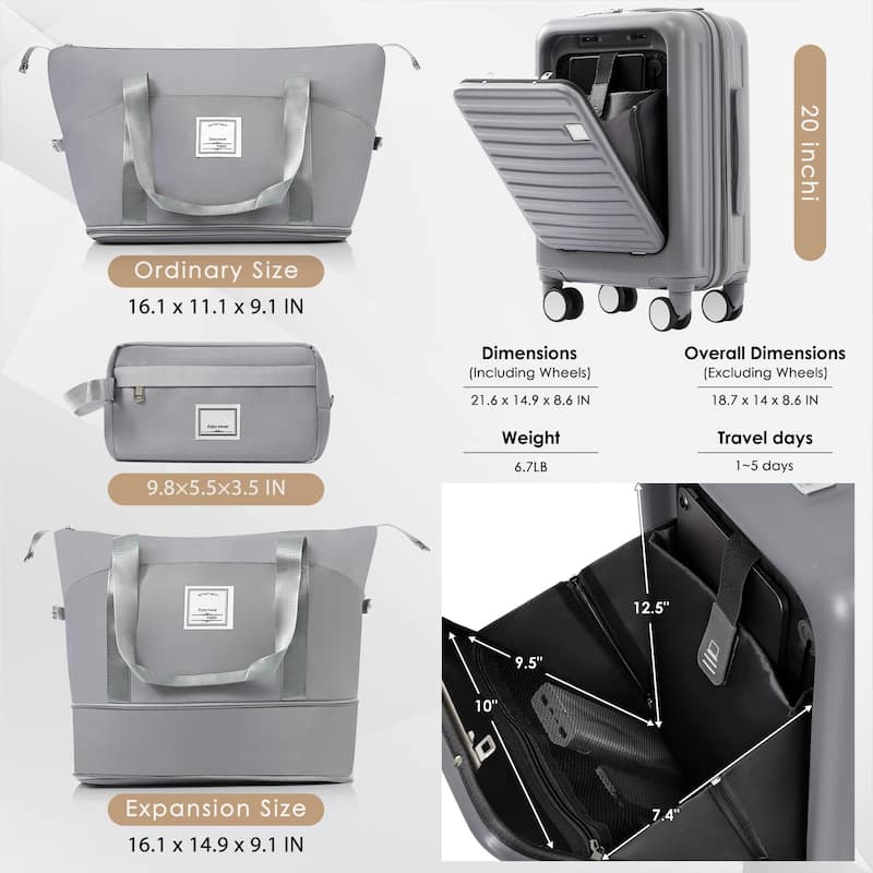 4-Piece Luggage Set with USB Charging Ports