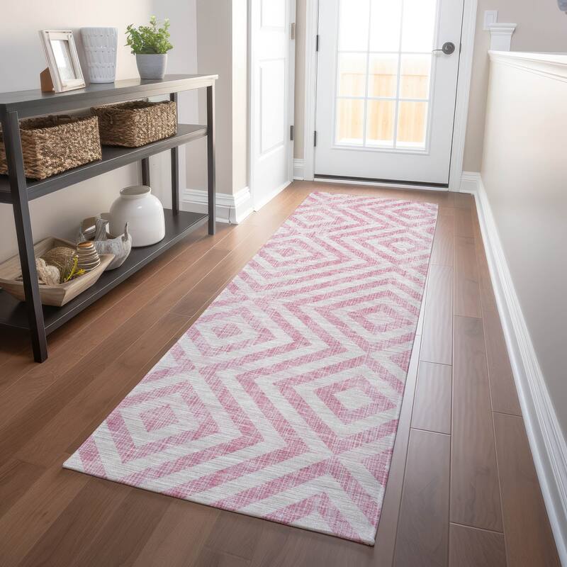 Premium Washable Super Soft Modern Geo Mayfield Rug - Pink - 2' 3" x 7' 6" - Runner