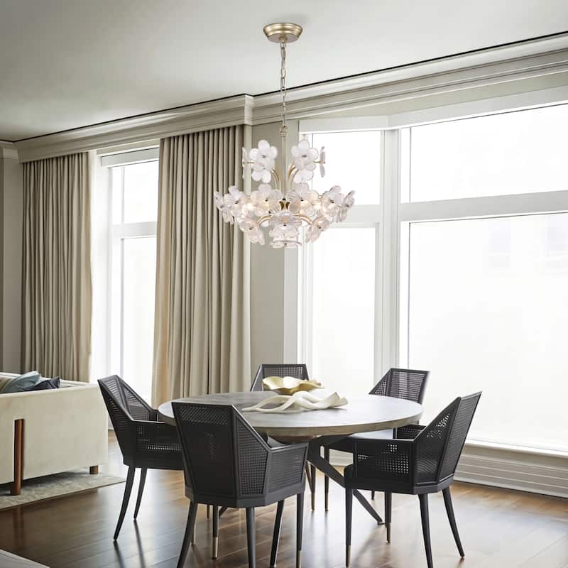 Rosa Modern 6-Light 17.7" Glam Clear Glass Flower Chandelier