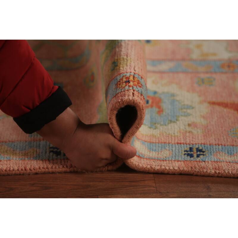 All-Over Floral Oushak Indian Large Rug Handmade Wool Carpet - 9'0"x 18'0"