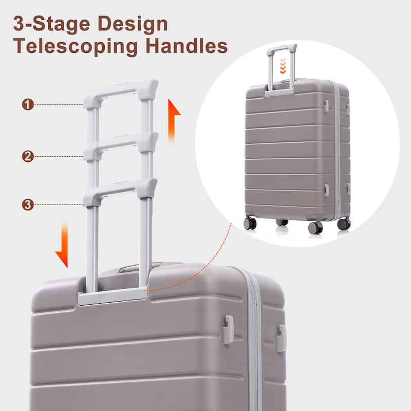 3-Piece, 20, 24, 28-Inch Modern Premium Luggage with TSA Lock and 360° Spinner Wheels, for Boarding Travel