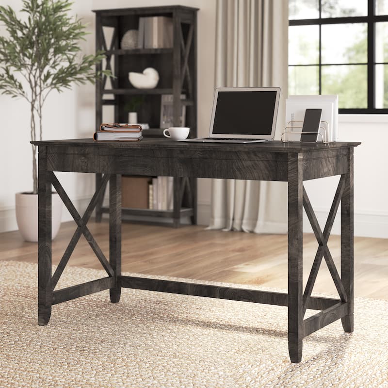 Key West 48W Writing Desk by Bush Furniture - Dark Gray Hickory