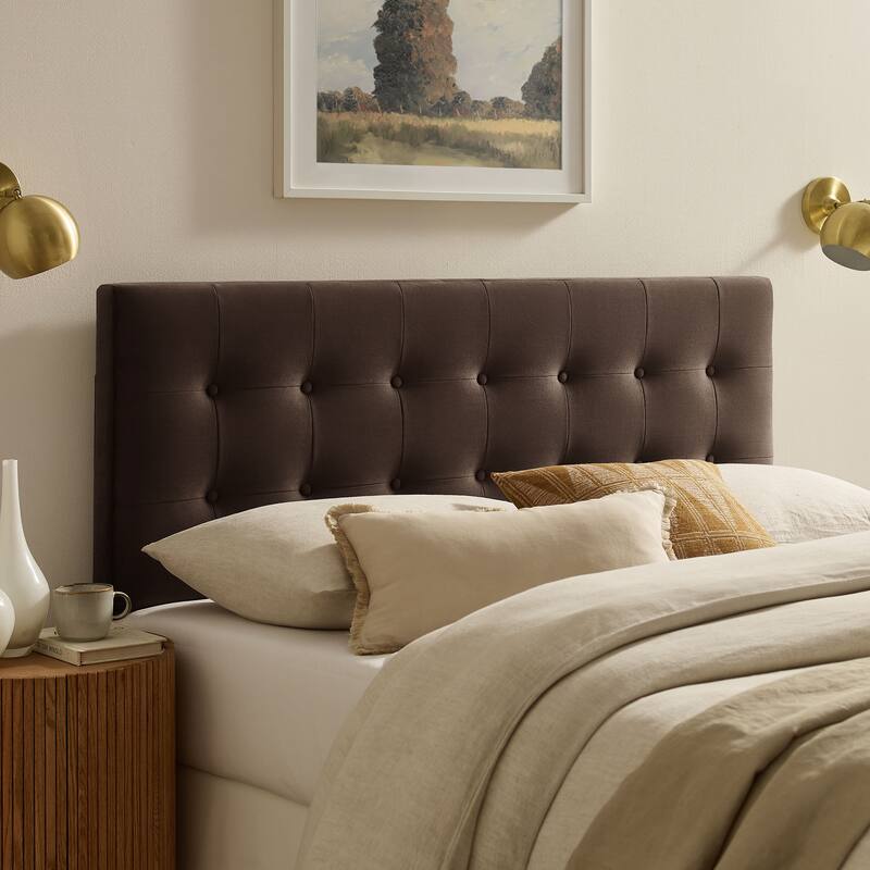 Emily Biscuit Tufted Performance Velvet Headboard - Chocolate Brown - King