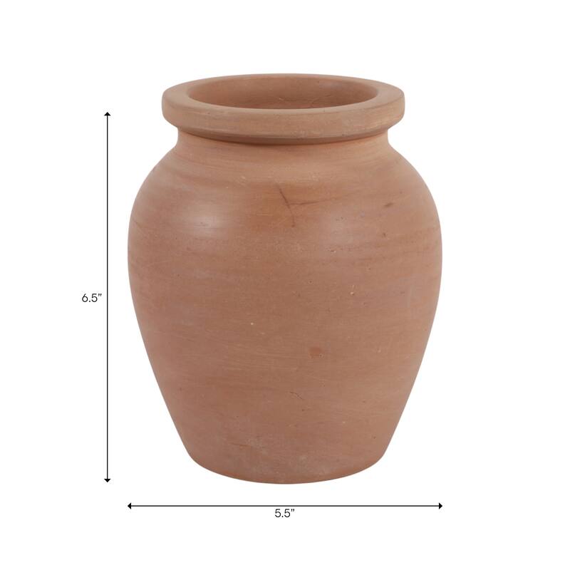 Decorative Round Pottery Vase - Rustic Boho Flower Vase