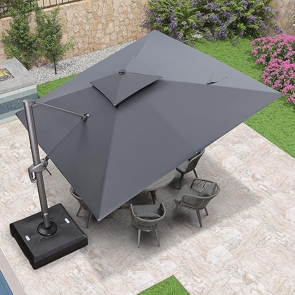 cole and grey cantilever patio umbrella with base PURPLE LEAF Patio Cantilever Umbrella with 360 Degree Rotation - On Sale -  Bed Bath & Beyond