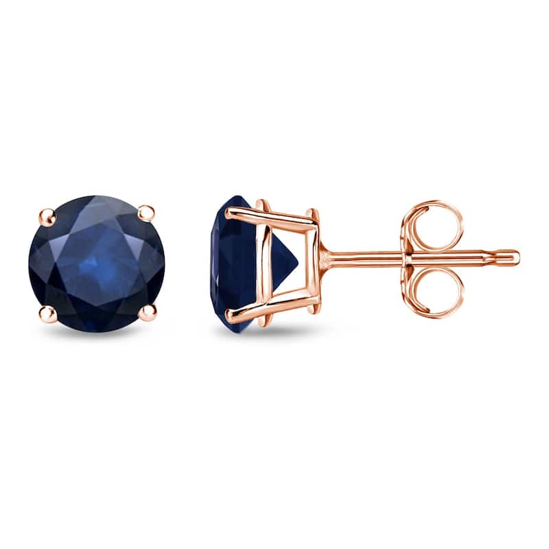 Auriya 14k Gold Round Sapphire Stud Earrings 1 1/2ctw - Rose