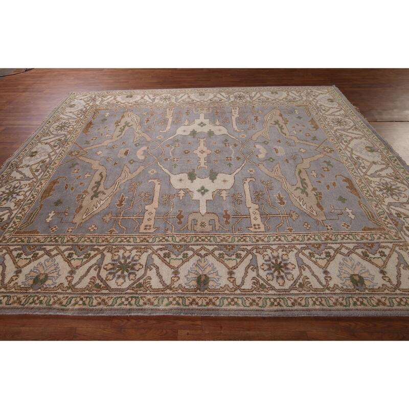 Oushak Indian Area Rug Hand-Knotted Transitional Wool Carpet - 8'0"x 9'10"