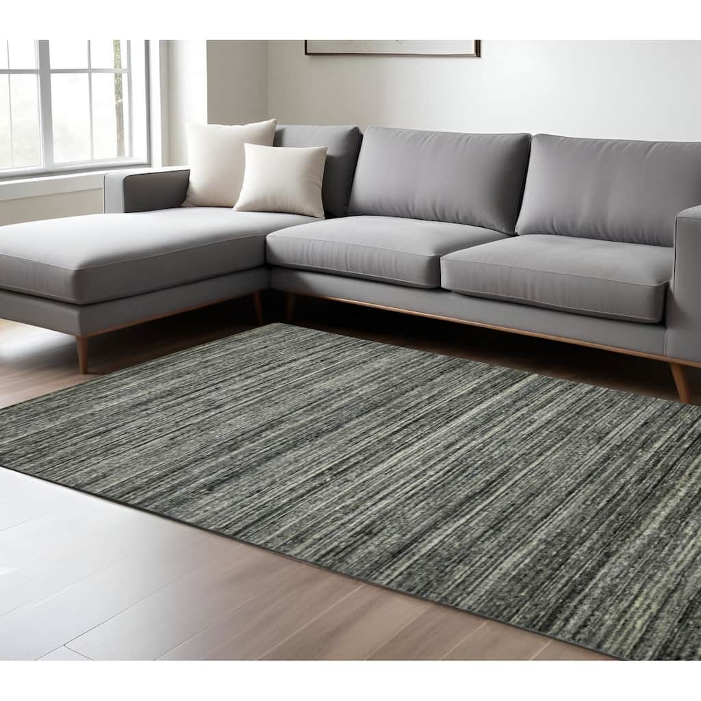 HomeRoots Striped Transitional Rectangle Area Rug
