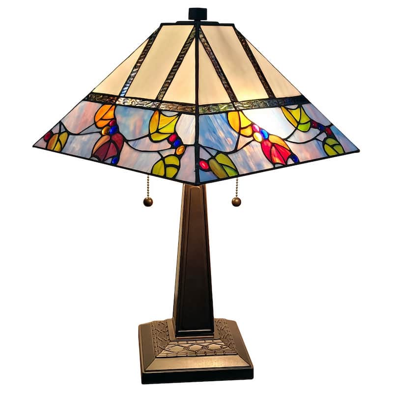 22-Inch Dark Brown Metal Candlestick Table Lamp with White Shade - 11" x 21" x 22"