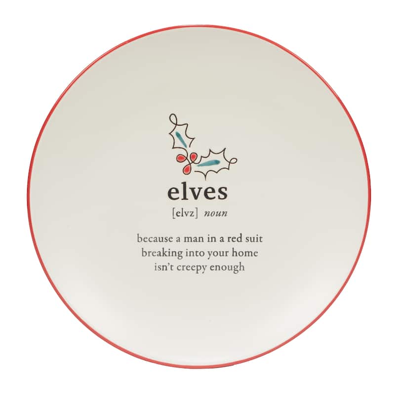 Certified International Christmas Fun Red Sayings 8.5" Dessert Plates, Set of 6 Assorted Designs - 8.5-inch