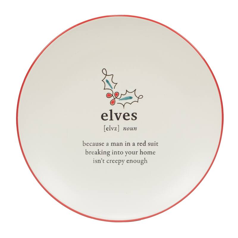 Certified International Christmas Fun Red Sayings 8.5" Dessert Plates, Set of 6 Assorted Designs - 8.5-inch